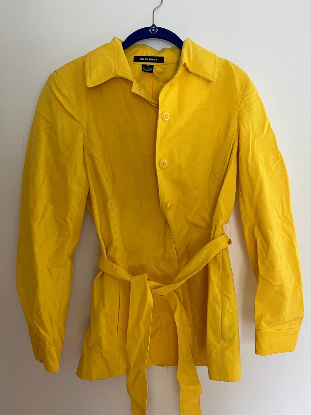 Ellen Tracy Bright Yellow Belted Trench Coat